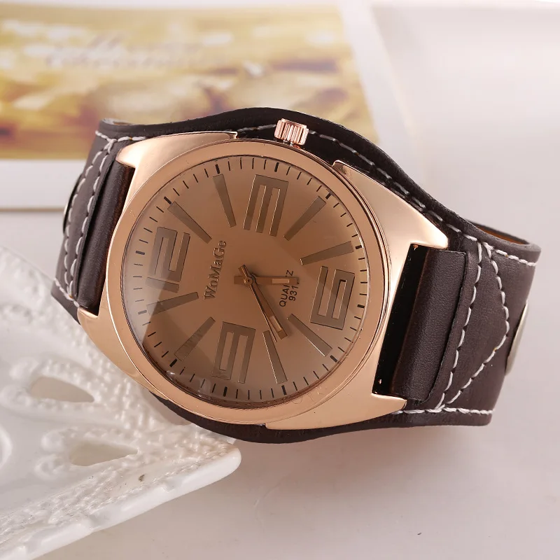 2021 Womage Fashion Brand Watch Women Red Watches Rose Gold Big Dial Quartz Wristwatches Casual Ladies Watches Reloj Mujer