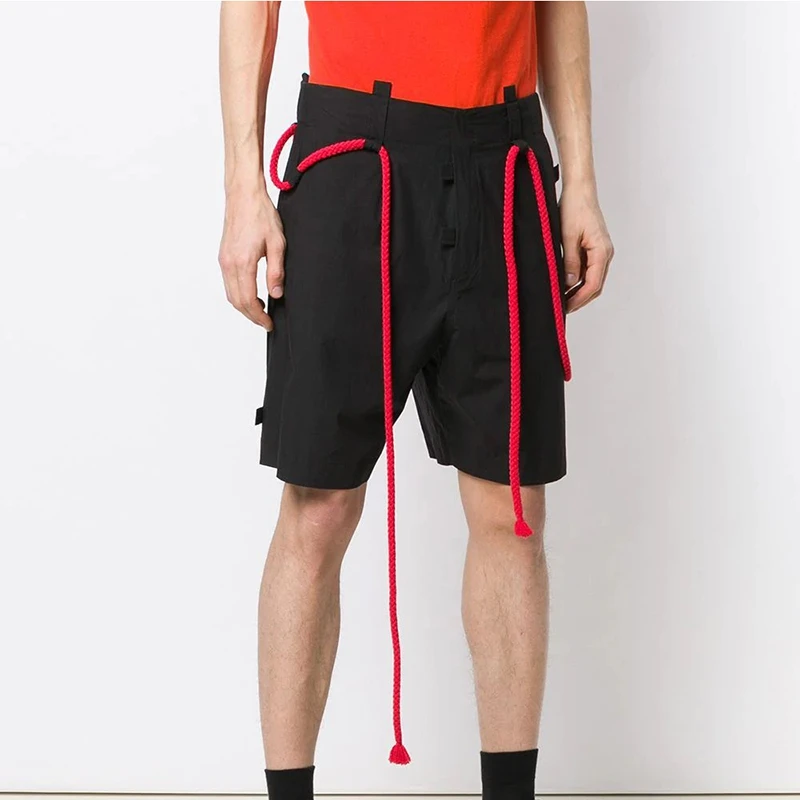 Men\'s new summer shorts red rope sewing line fashion men\'s youth fashion city youth fashion casual plus-size shorts