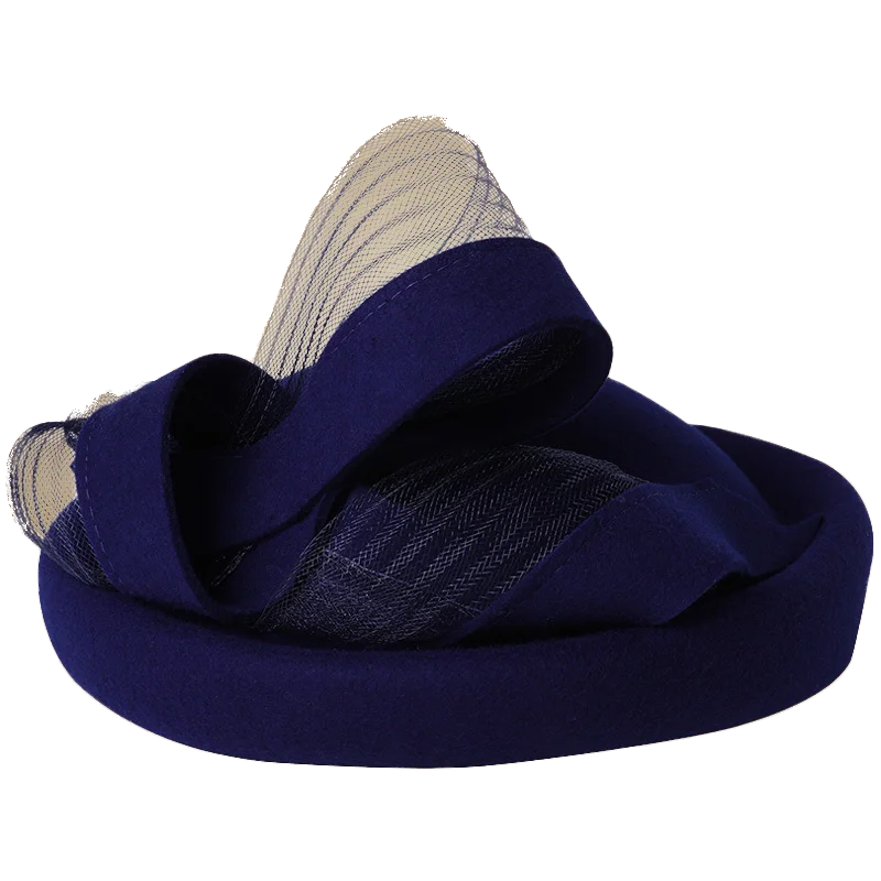 Black Wool Wedding Hat Fascinator Cocktail Hats For Women Elegant Blue Red Winter Church Fedora Bow Ladies Formal Pillbox Cap