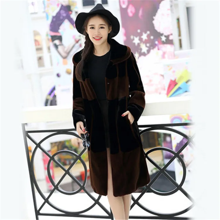 Top brand Size Fashion Large Faux Rabbit Fur Coat N19  high quality