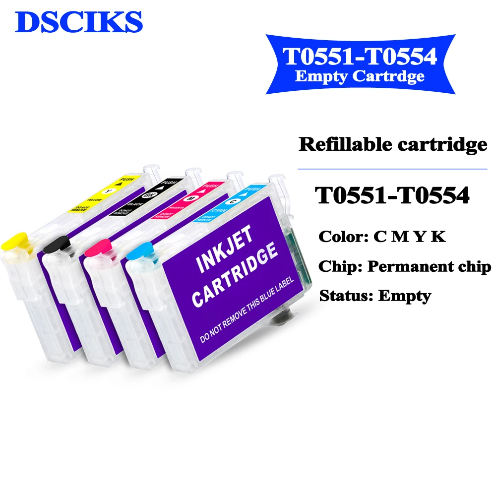 T0551 T0552 T0553 T0554 Refillable ink cartridge for Epson Stylus Photo R240 RX420 RX425 RX520 Printer with permanent chip