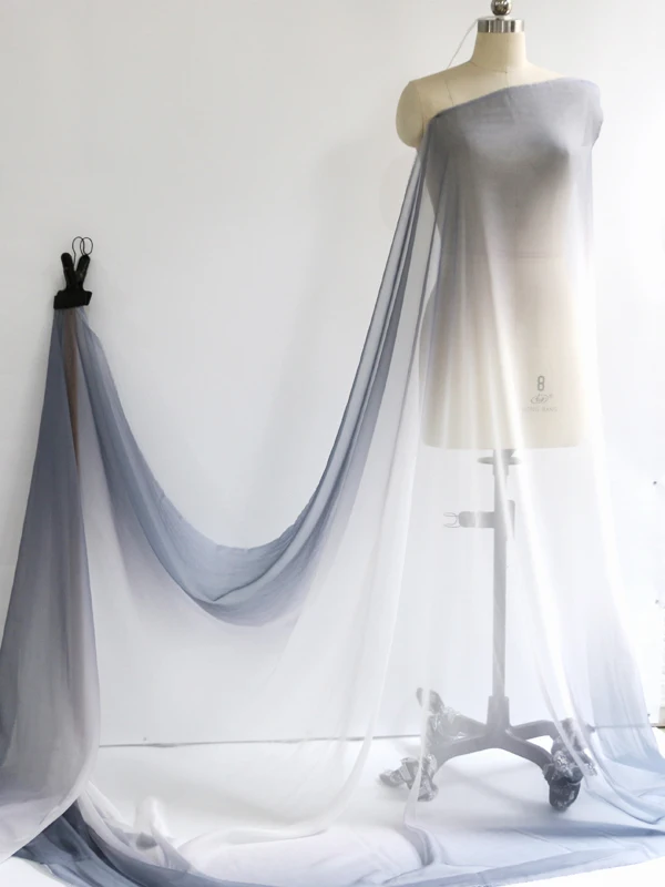 Ombre Chiffon 58'' breit nach Meter 30D Farbverlauf Chiffon transparenter Stoff Tanzschal Hochzeitsdekorationen transparent – Detail 8