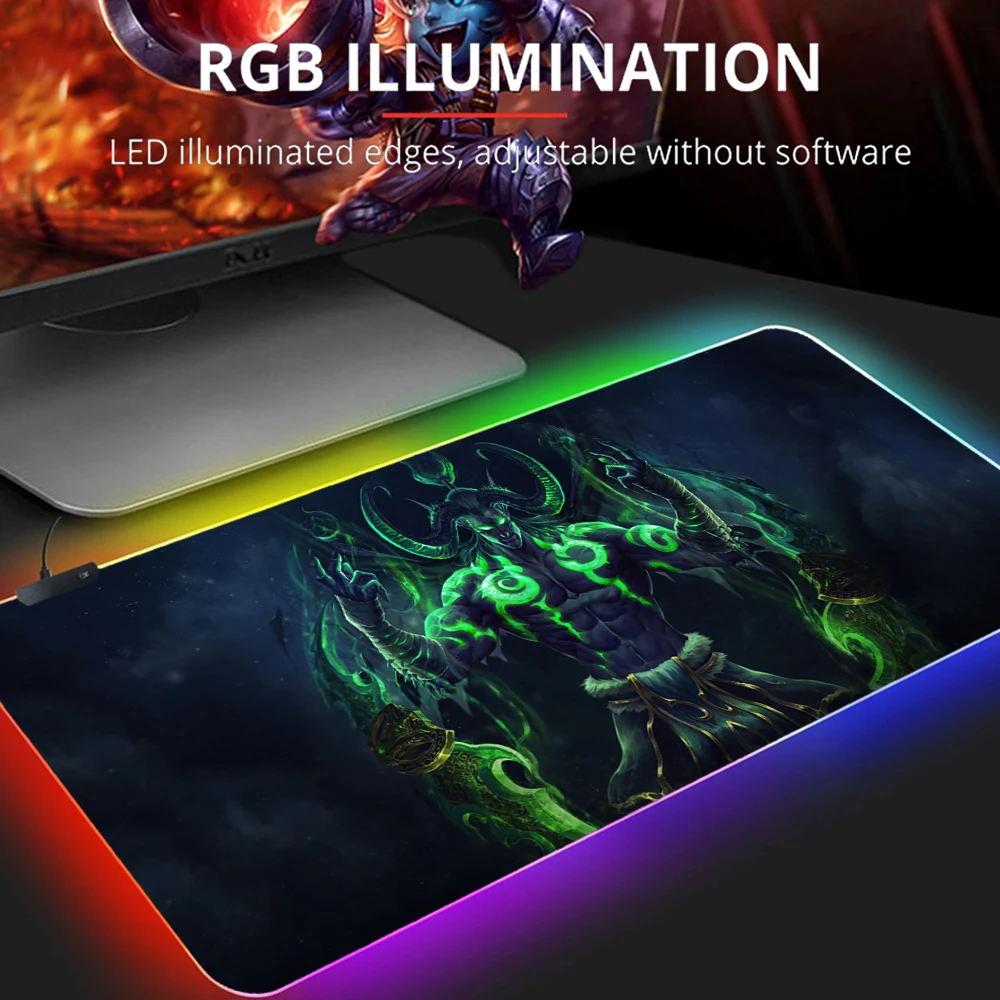 

World of Warcraft Large Gaming Anime RGB Mouse Pad Mat Grande WOW Lich King Gamer Computer Mousepad Game Desk Play Pad for Csgo