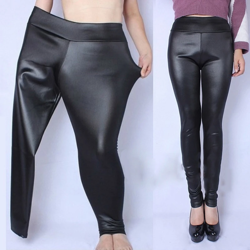 High Waist Pencil Pant Women Faux Leather PU Long Trousers Casual Comfortable Sexy Skinny Elastic Stretch Pencil Pants