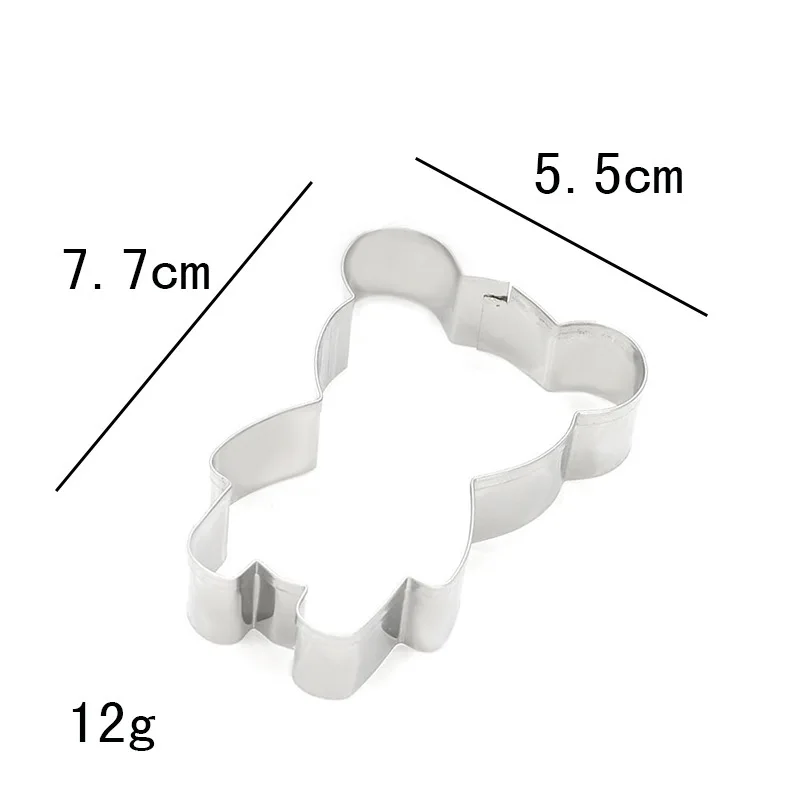 Mini Bear Cookie Cutter Stainless Steel Biscuit Knife Baking Fruit Cut Kitchen Tools Embossing Printing