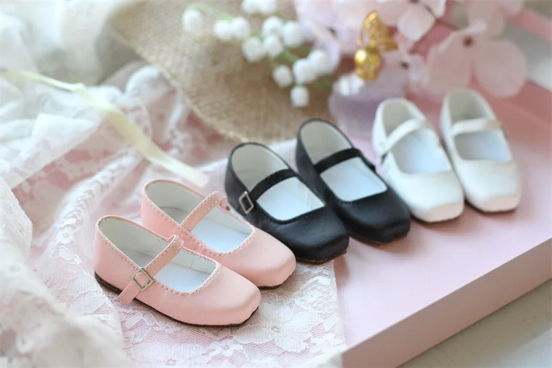 BJD SD Doll Leather Shoes In Stock Elegant 1/3 1/4 1/6 SD10 Girls Single Buckle Square Toe Wood Grain Soles Toy Doll Accessories