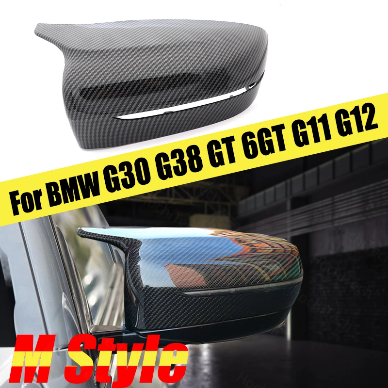 

Mirror Caps Replacement Carbon Fiber Look Horn for BMW 5 6 7 Series G39 G38 G11 G12 2016-18 M Style Mirror Cover Accessories