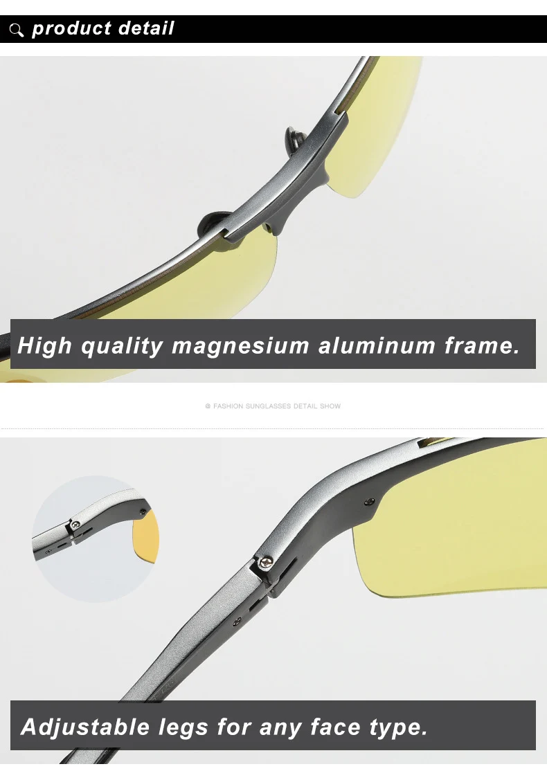Aluminium Magnesium Photochrome Polarisierte Sonnenbrille Männer Fahren Gläser Tag Nacht Vision Fahrer Brille Oculos De Sol Masculino – Detail 14