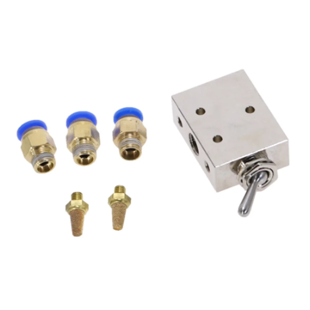 

Silver Tone 1/8"BSP Air Pneumatic 2 Position 5 Way Toggle Shut Off Switch Knob Hand Mechanical Valve HL2501-V TAC2-41V