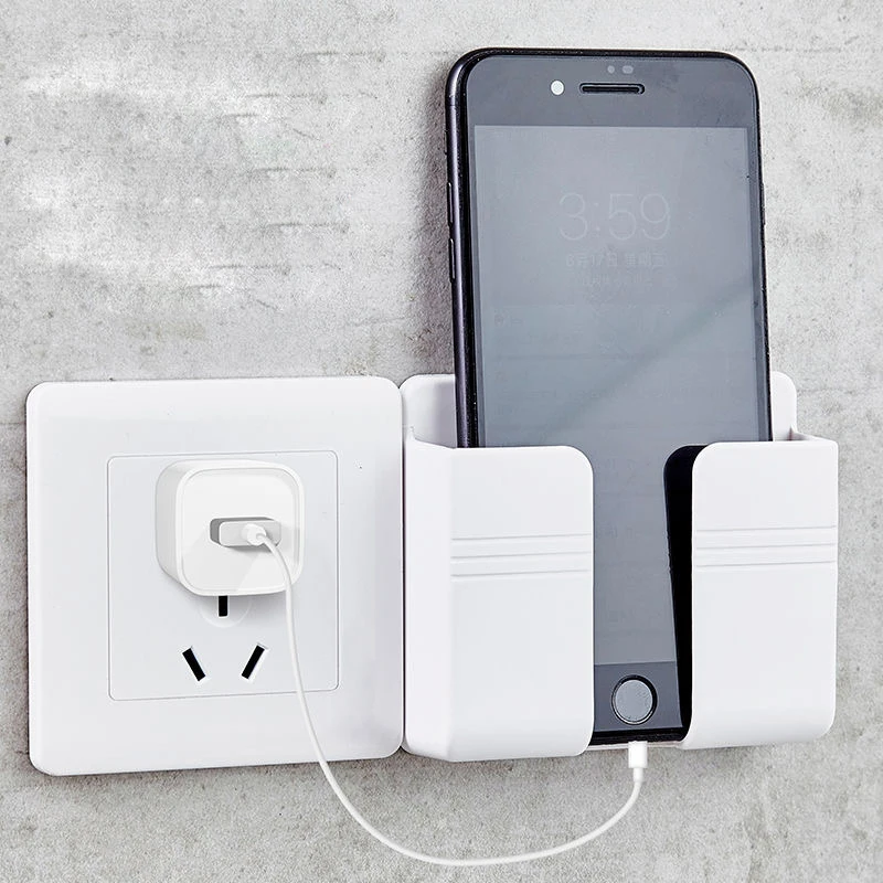 1PC Wall Charger ผู้ถือโทรศัพท์มือถือแขวนขาตั้ง Mount Bracket มัลติฟังก์ชั่แขวนชั้นวางของ Home Storage Organization เครื่องมือ