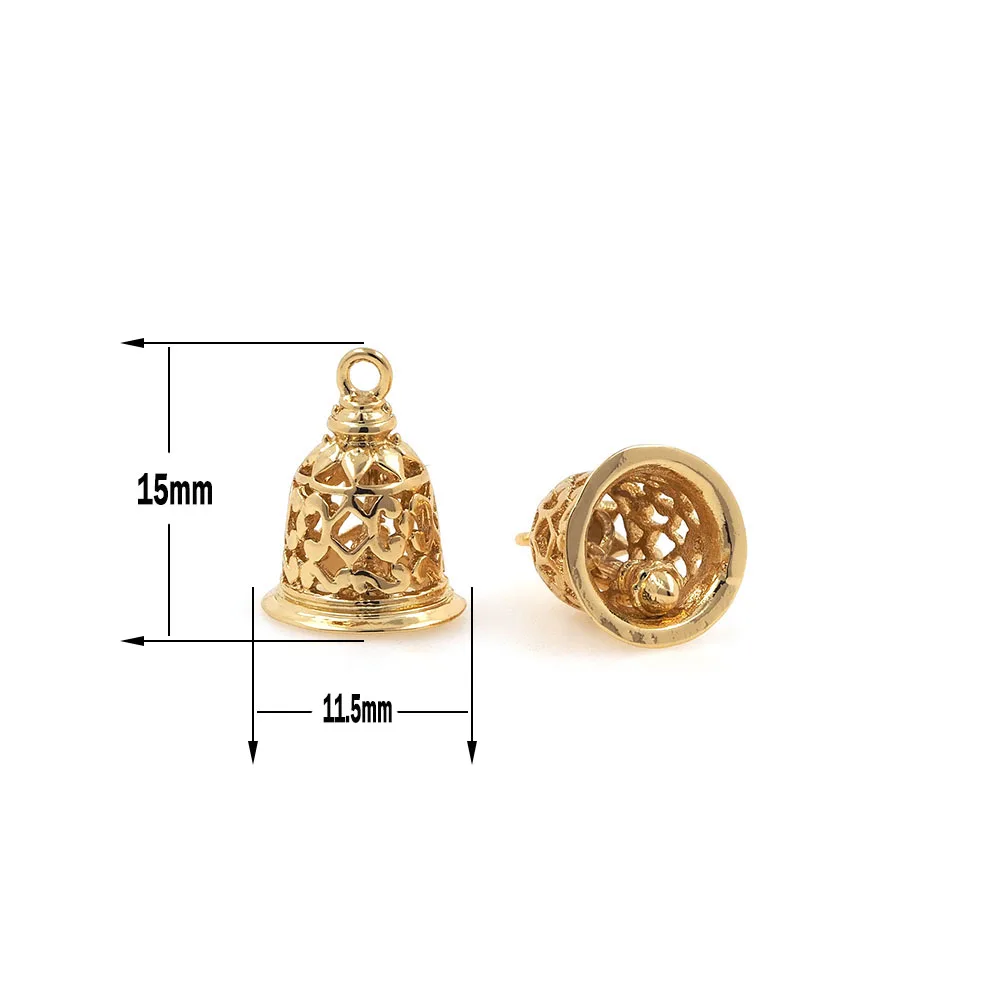 Harmony Bell Pendant, Exquisite Gold-Plated Necklace Charm, DIY Jewelry Production Supplies 15x11.5MM