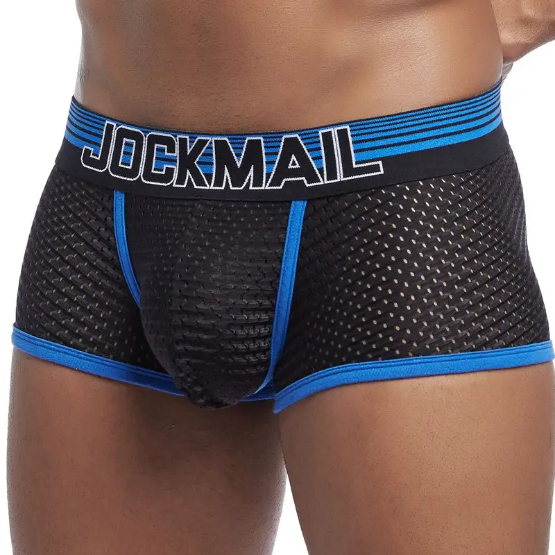 JOCKMAIL Neue Sexy Männer Unterwäsche Boxer Atmungsaktive Mesh boxershorts männer Männlichen Unterhose cueca Homosexuell penis Mann Höschen Herren