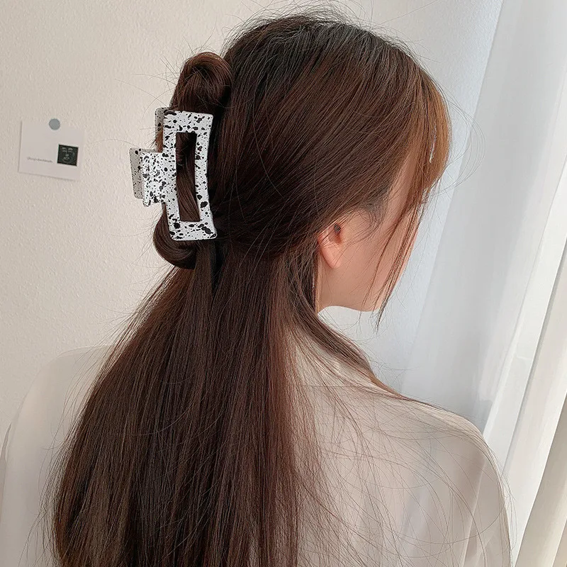 Fashion Black White Spot Hair Claw For Women Korean Acrylic Crab Hair Clip Matte Small Big Hairpins Girls Hair Accessories Gift