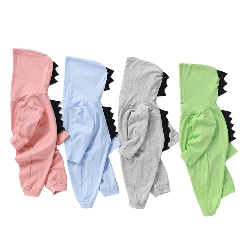 

Cute Back Dinosaur Baby Boys Rompers Long Sleeve Hooded Toddler Girls Solid Color Clothes Jumpsuit