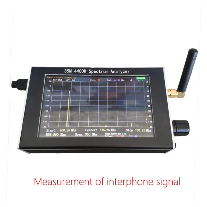 

Free shipping 35M-4.4GHz Sweep Simple Spectrum Analyzer Signal Generator With Tracking Source + 4.3 inch LCD +Metal Case