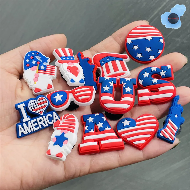 1Pcs USA American Love Heart-Shaped Shoe Charms Accessories Black Life Prayer PVC Shoe Decoration for X-mas Gifts