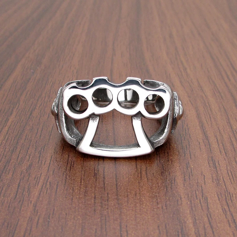 Punk Size 8-14# 316L Stainless Steel Silver Color Black Fist Skull Ring Jewelry