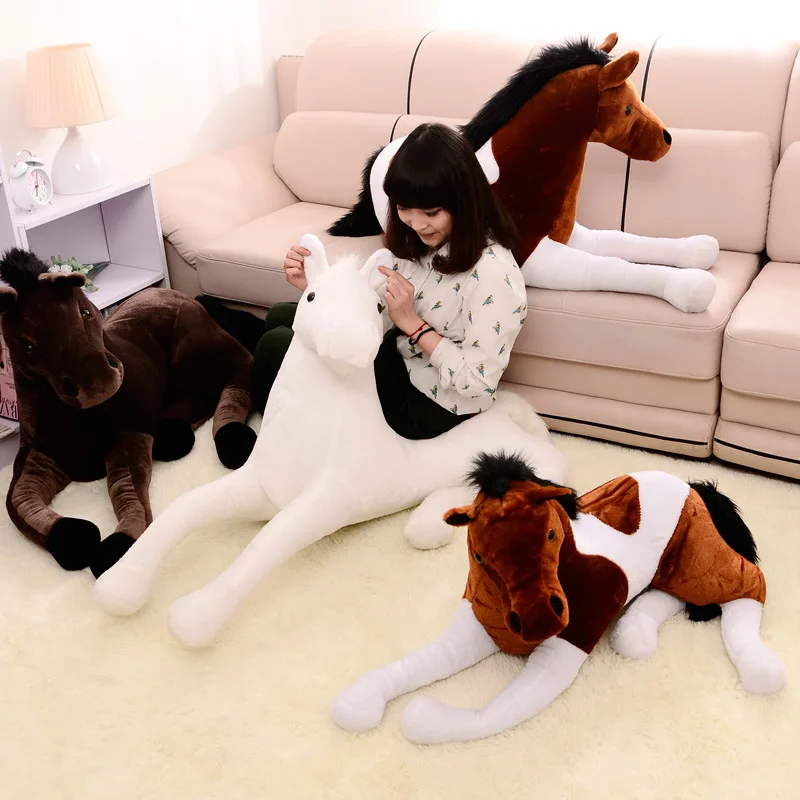 70*40cm Giant Stuffed Simulation Animal Horse Plush Toy Prone Horse Doll Kids Children Birthday Xmas Gift Home Decoration