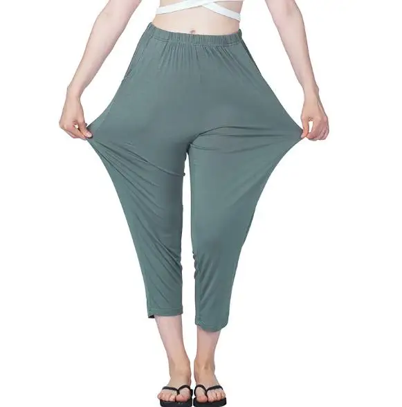 Female Spring Summer Plus Size Cotton High Stretch Casual Bottoming Home Pant Loose Lazy Pajamas Women Lounge Wear Trousers 7XL