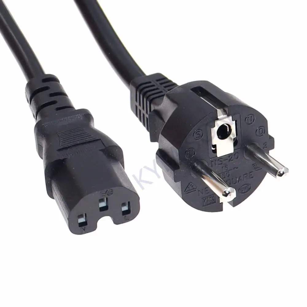 EU Schuko Power cables,Europe CEE7/7 Power Cord, EU to C15 Power lead for household electrical appliances 3G1.5mm wire, 1.8m/3m