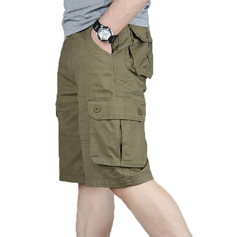 Cargo Shorts Men\'s Summer Casual Cotton Loose Overalls Baggy Multi-Pocket Army Military Trousers Plus Size 46 Tactical Shorts