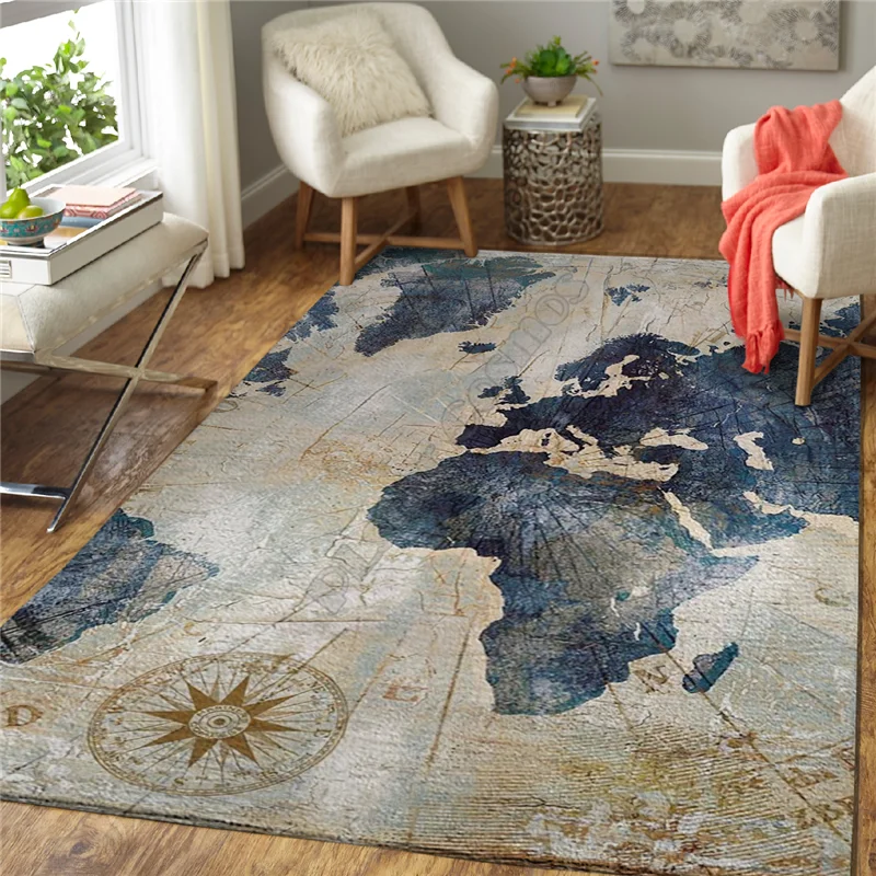 Map 3D All Over Printed Rug Mat Rugs Anti-slip Large Rug Carpet Home Decoration