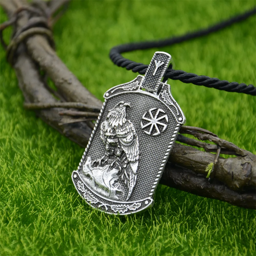 Eagle Slavic Kolovrat Talisman Jewelry Viking Runes Algiz Clasp Mens Pendants Necklaces Dropshipping