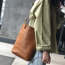 Leather Bag First Layer Cowhide Women's Bag Handbag New Spring Genuine Leather Bag Simple Fashion Shoulder Bag