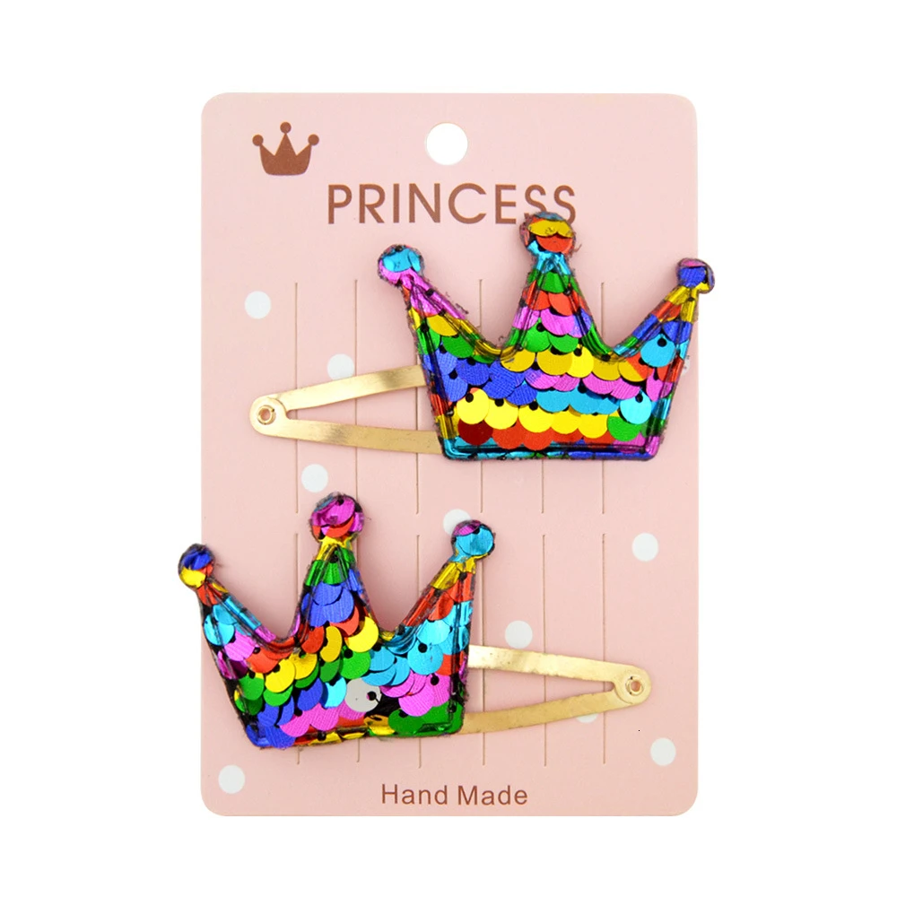 2 pcs Lovely Shiny Cute Gift Hair Crown Birthday Children Newborn Kids Headwear Baby Girl Accessories Photo Props Hairpin Clip