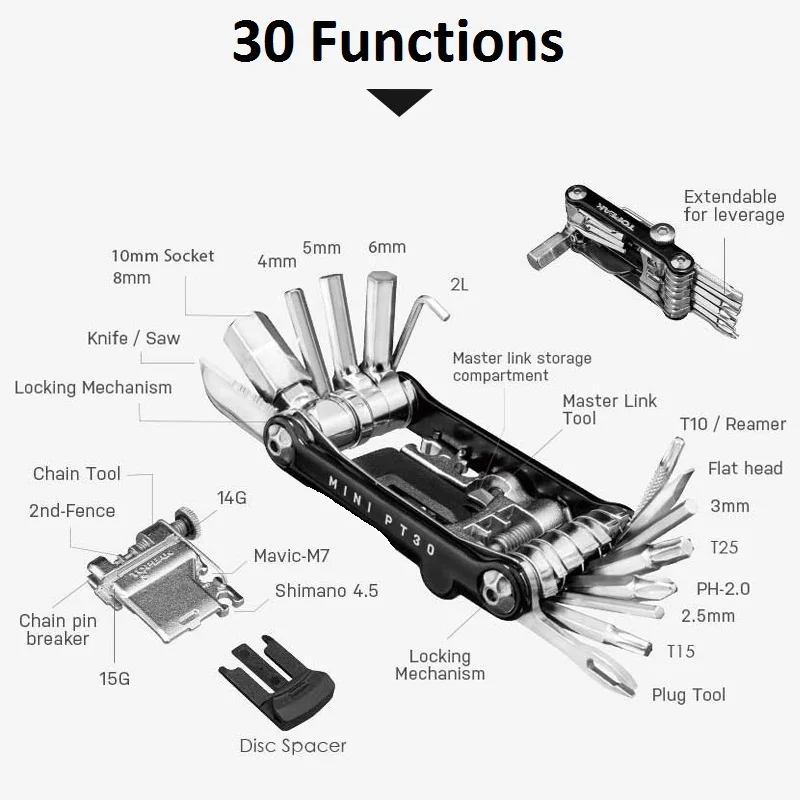 Topeak TT2583 Multi-function 30 in 1 Bike Repairing Tool Kit Bicycle Chain Tool Mini MTB Repair Wrench Kits Road Bike Allen Bits