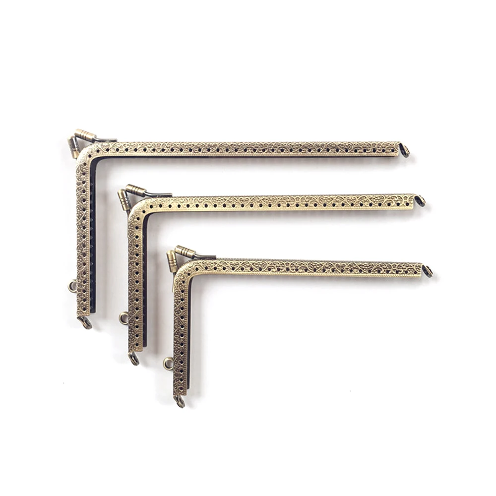 20PCS 14.5/16.5/18.5cm Right Angle L Metal Coin Purse Phone Bag Frames Kiss Clasps Locks Clutch Buckles DIY Hardware Accessories