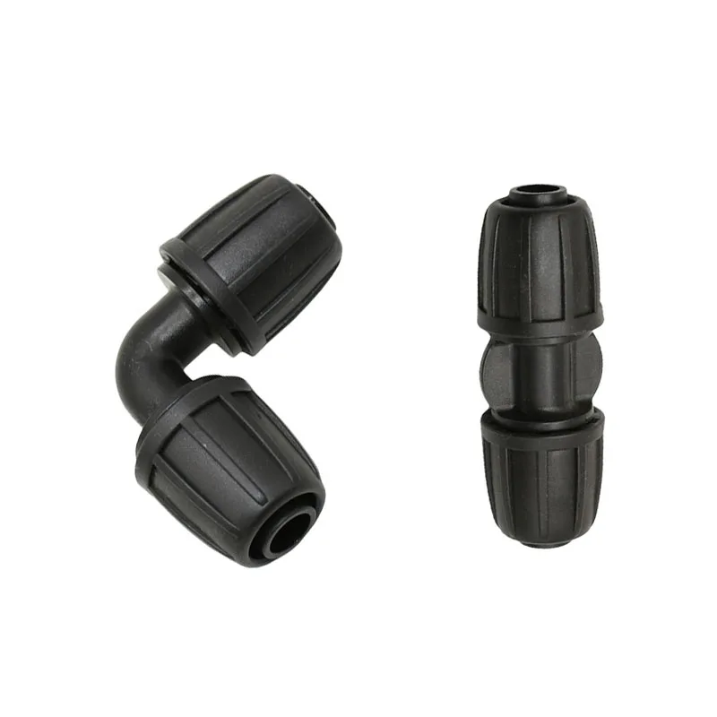 

1/2" Pe Hose Elbow Straight Barb Connector With lock Nut 16mm Hose 2-Way Garden Irrigation Drip Irrigation Fittings 1Pcs