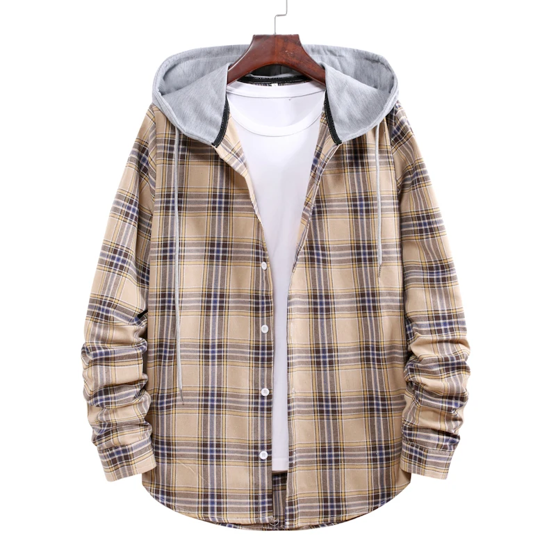 Hooded Long Sleeve Shirt Men Women 2020 High Quality Casual Plaid Printed Shirts Couple Clothes Hip Hop Streetwear Blouse Tops