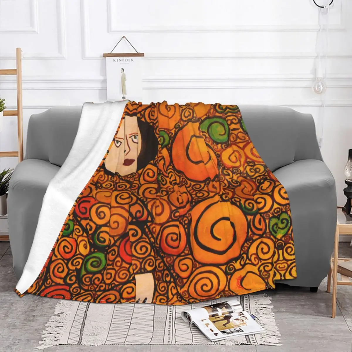 Gustav Klimt Freyas Knitted Blankets Woman Stoclet Frieze Flannel Throw Blankets Bedding Couch Printed Lightweight Bedspreads