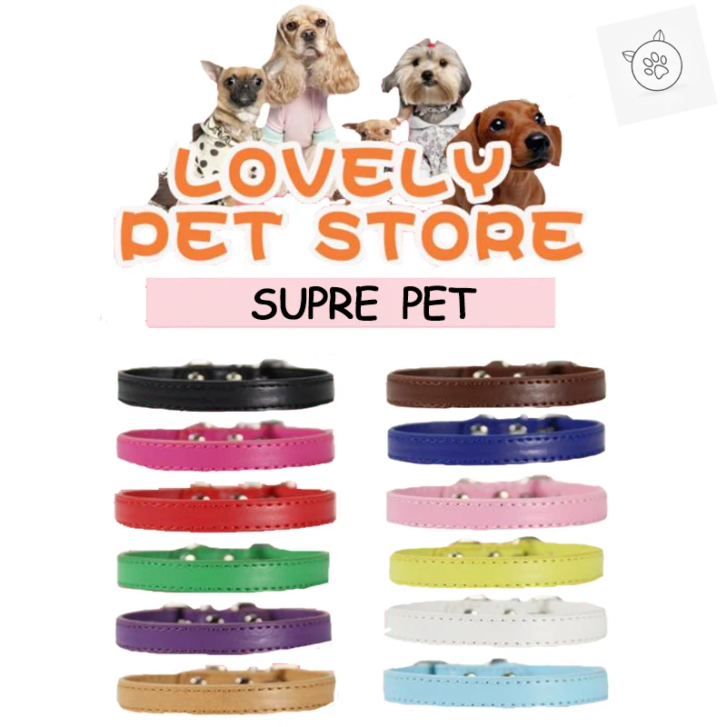 SUPREPET PU Cat Collars Colorful Soft Collar for Cats Leather Kitten Necklace Dog Puppy Adjustable Lead Collar Pet Products