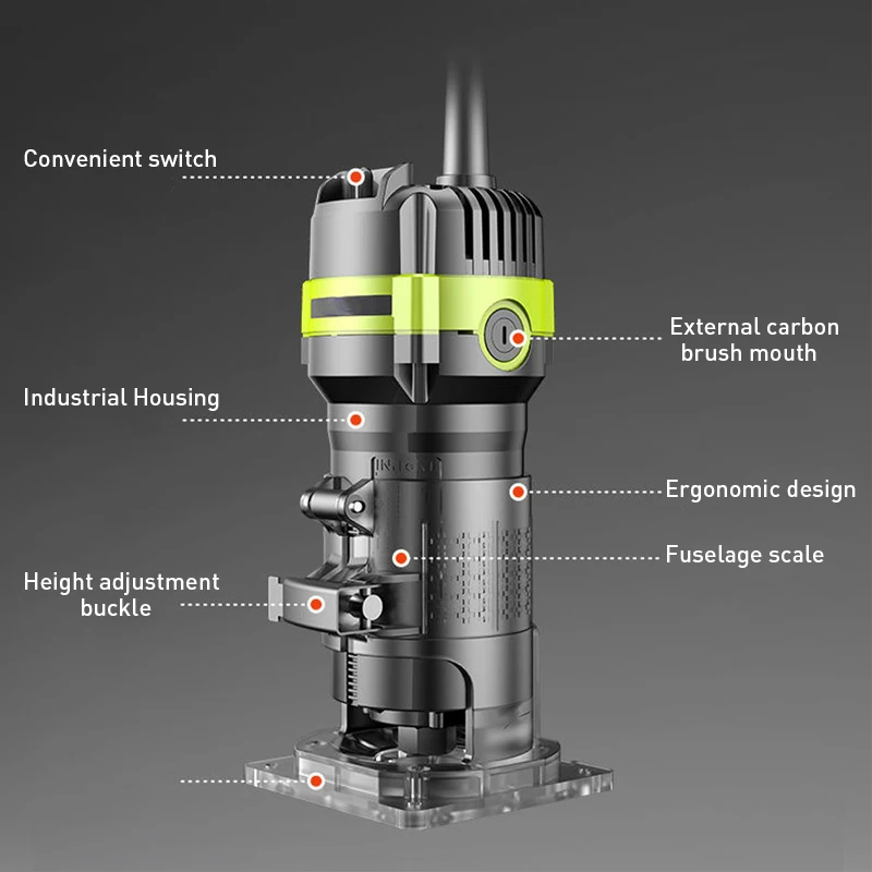 470W Electric Trimmer Tool Combo Kit Electric Woodworking Machines Power Carpentry Manual Trimmer Tools With Milling Cutter