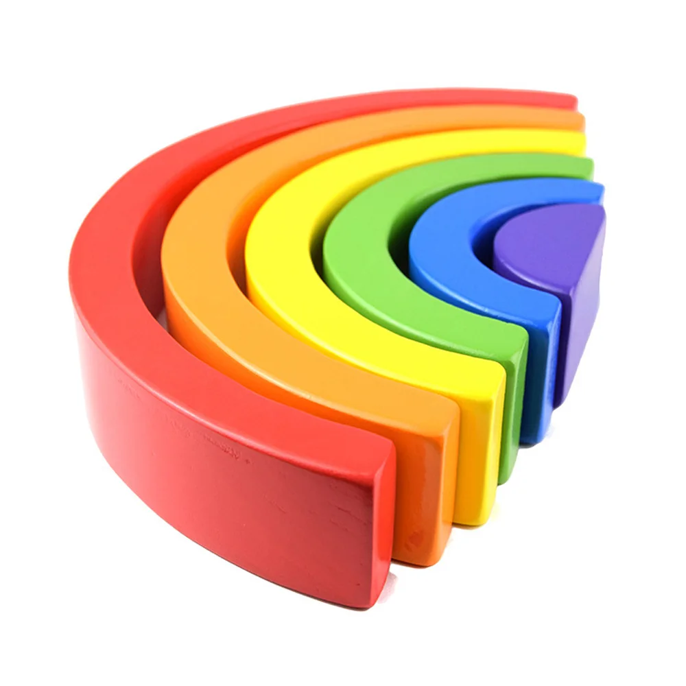 12 Pcs/Lot Baby Toys Rainbow Blocks Wooden Arcoiris Stacker Nesting Puzzle Creative Montessori Building Blocks Educational Toys