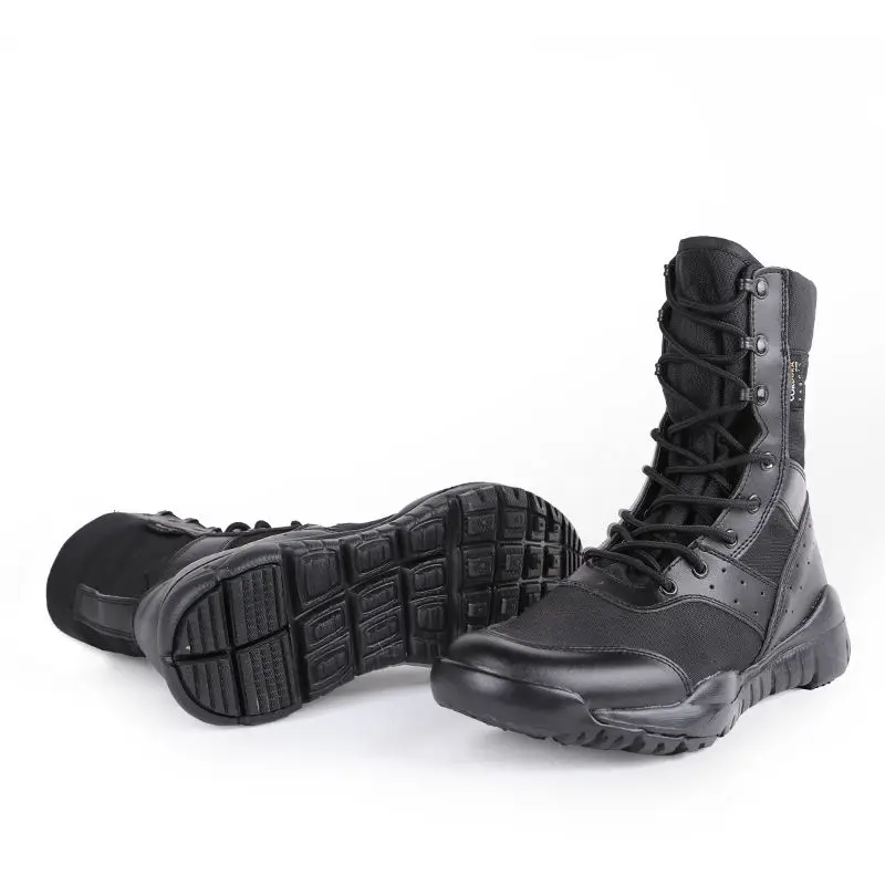 Botas ultraleves de malha de combate para homens CQB, lona respirável, tático militar, forças especiais, sapatos de segurança, verão