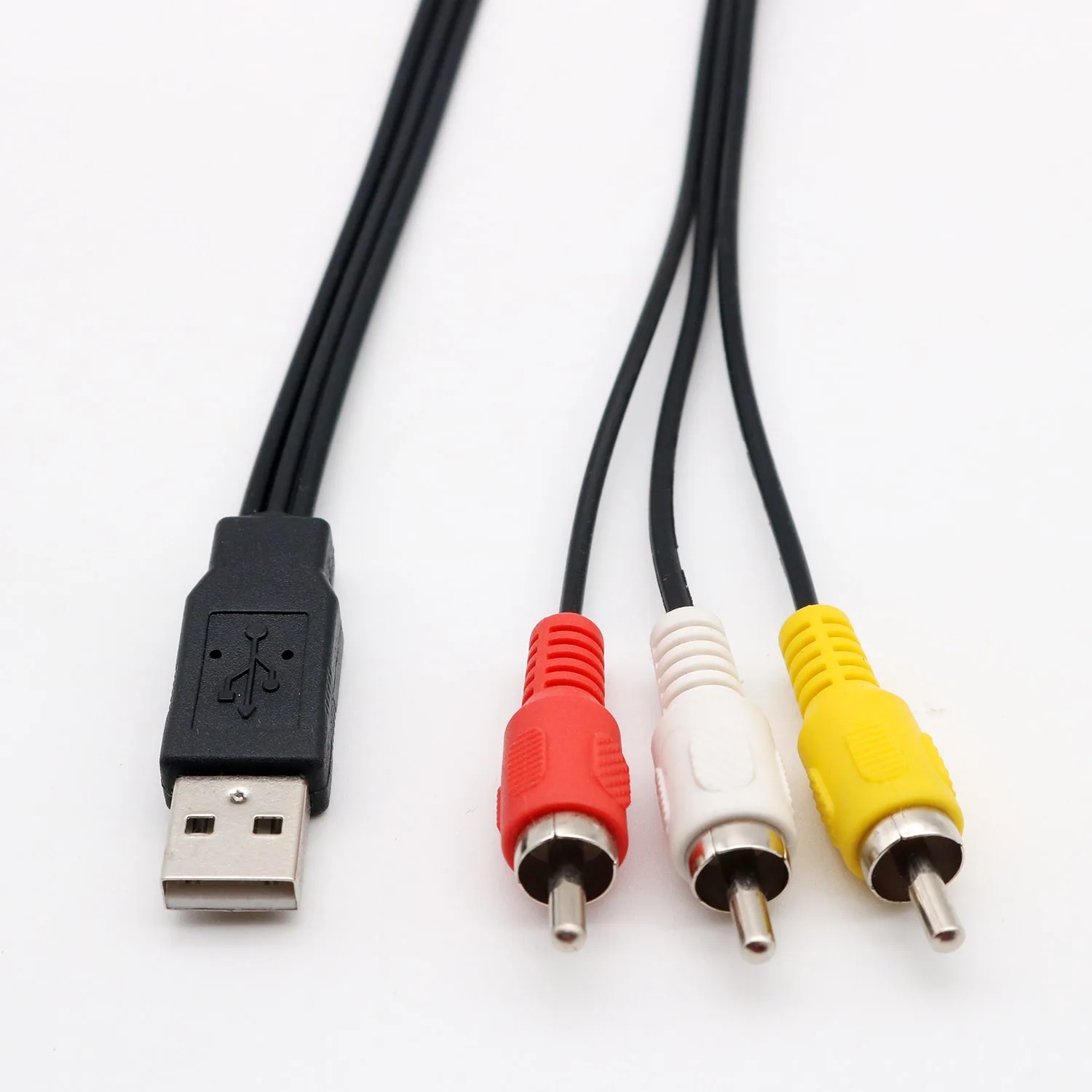 Adaptador usb tipo a macho, 25cm, conector macho 3 rca, conversor de áudio, vídeo av, cabo de fio composto usb para rca, cabo para hdtv tv