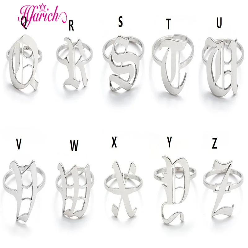 Initial Letter Ring for Women Men Stainless Steel Ring A-Z Rings Initia Anillos Mujer Alphabet Capital Ring for Girl