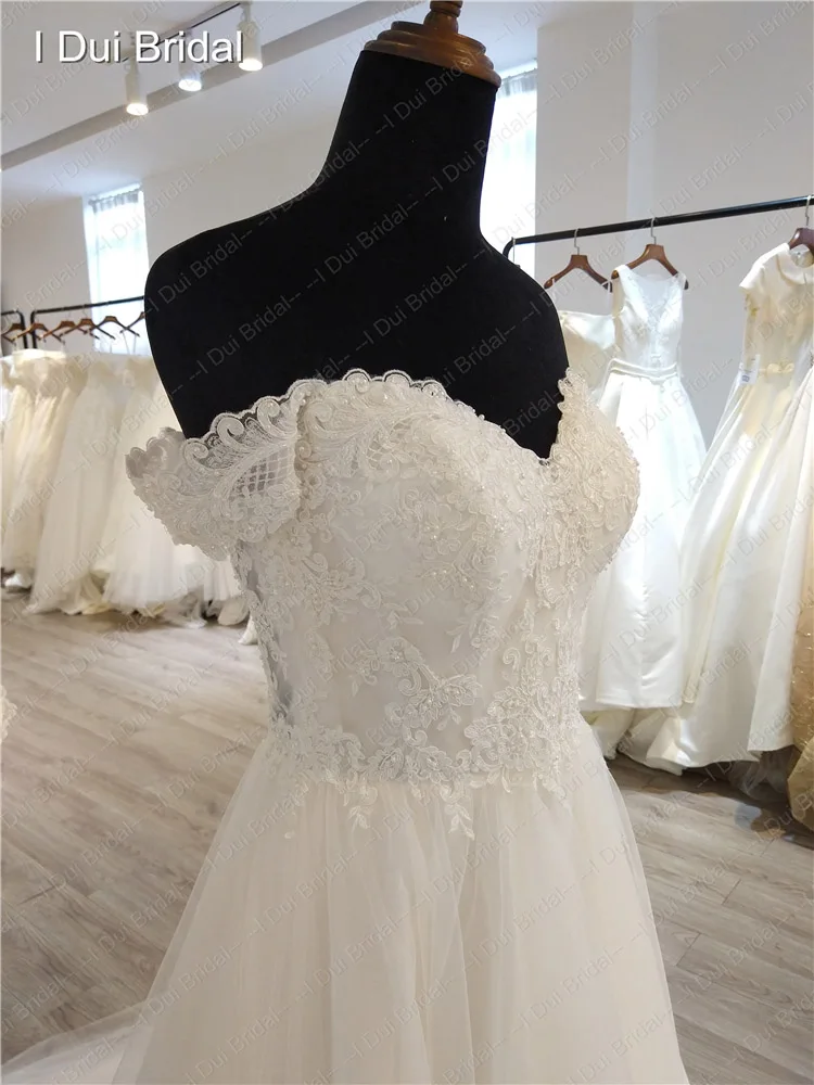 Fall Off Strap Wedding Dress Illusion Back A Line Classica Bridal Gown Custom Make High Quality Lace Style 476