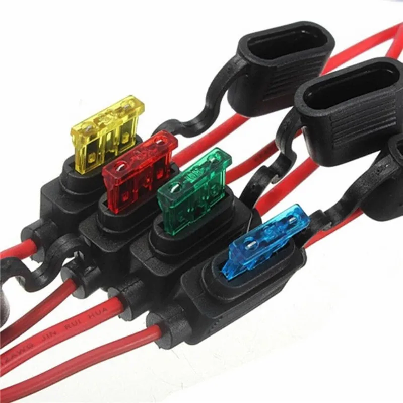 1 Set Car Fuse Cable MINI Small Medium Standard Blade Auto Fuse Holder Power Socket 18/16/14/12/10AWG 5A 10A 15A 20A 30A 40A