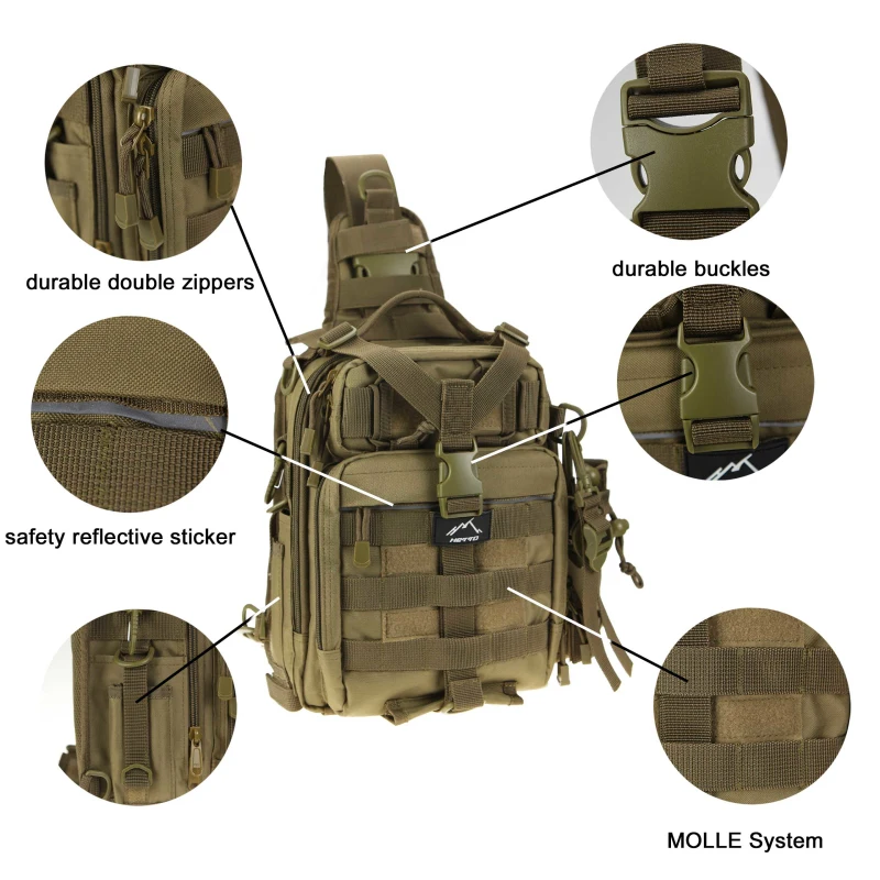 1000D Tactical Single Shoulder Bag Military Single Shoulder Backpack Army Molle Assault Sling Bag Small EDC One Strap Daypack