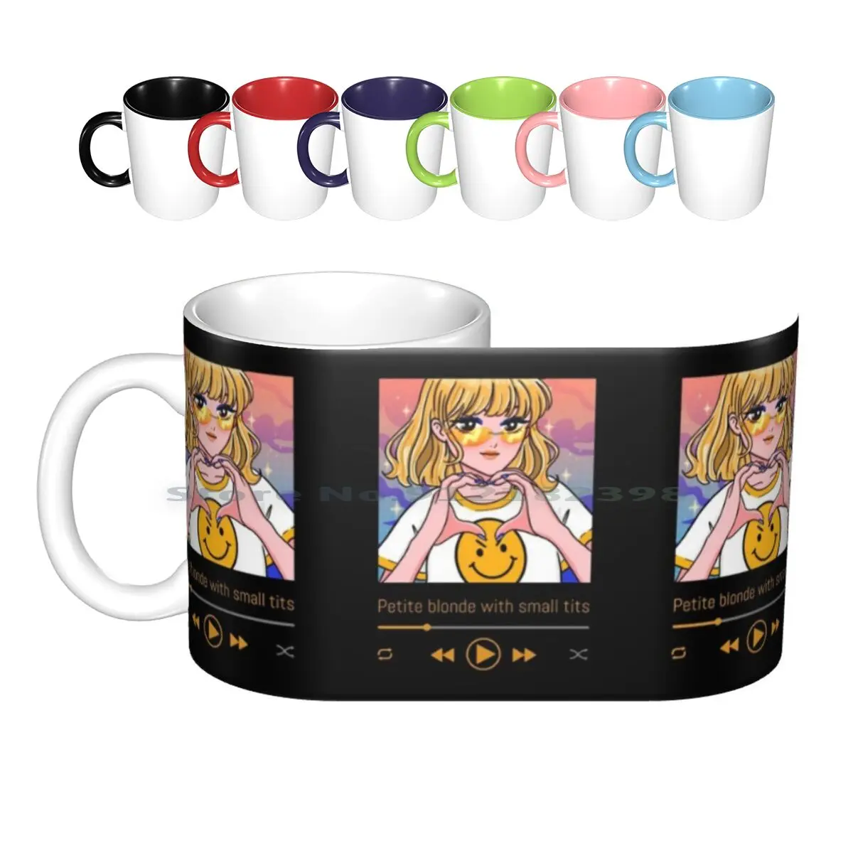 Petite Blonde Cheeky Funny Design Anime Manga Style Ceramic Mugs Coffee Cups Milk Tea Mug Manga Manga Anime Anime Lana Rhoades