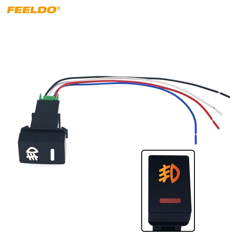 MOTOBOTS Car Fog Lights Switch 5Pin On-Off Button with Cable For Honda Fit City Auto Work Light Switch Wire #HQ6135