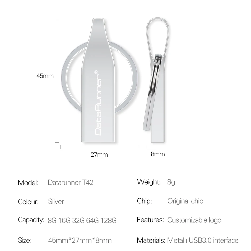 DataRunner Key แหวน USB 3.0 แฟลชไดรฟ์ Pendrive 128GB Memory Stick 8GB 16GB 32GB 64GB ความเร็วสูงไดรฟ์ปากกา Thumbdrive