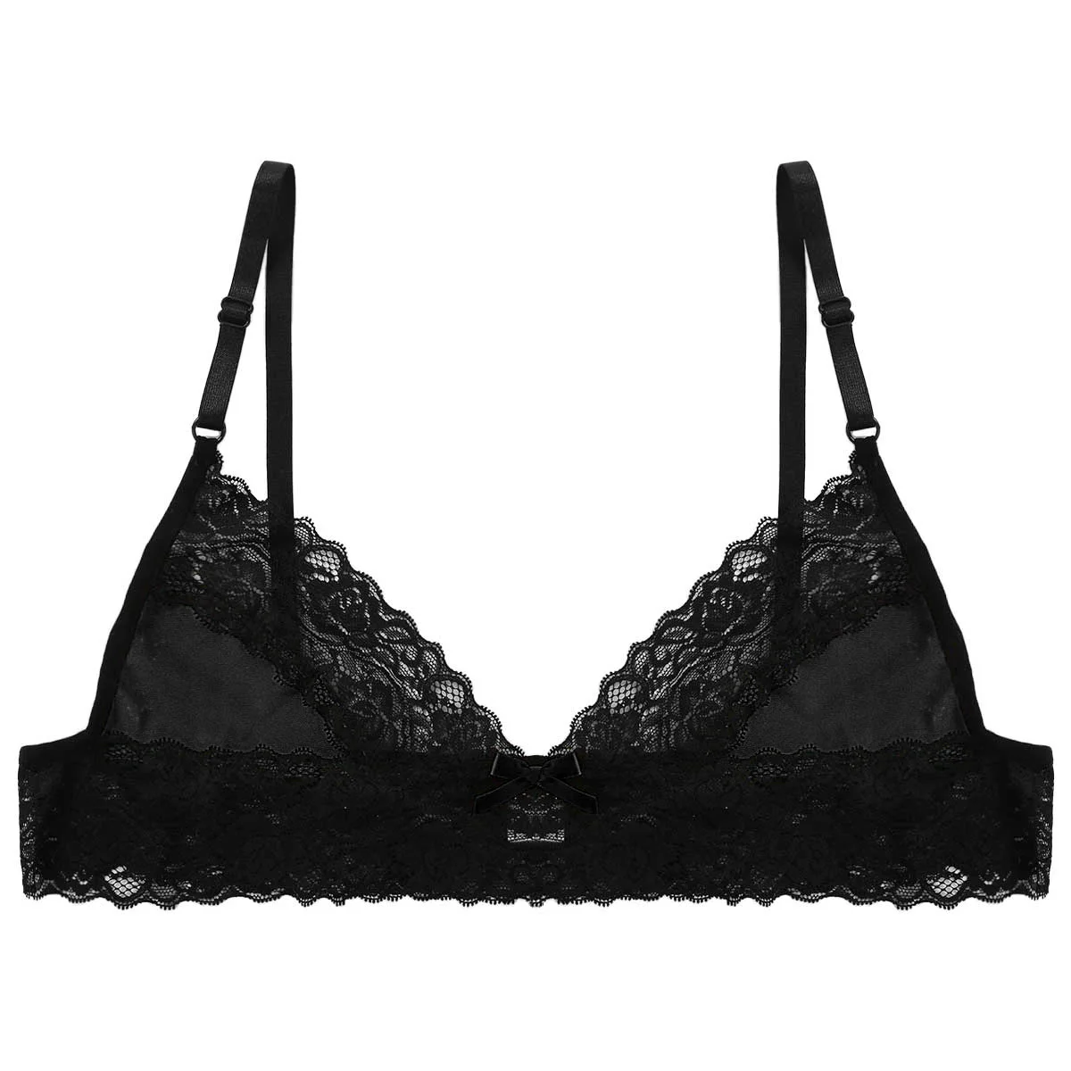 Soutien-gorge en dentelle florale pour hommes, bretelles spaghetti réglables, sans fil, sans doublure, bralette homme sexy, lingerie Sissy