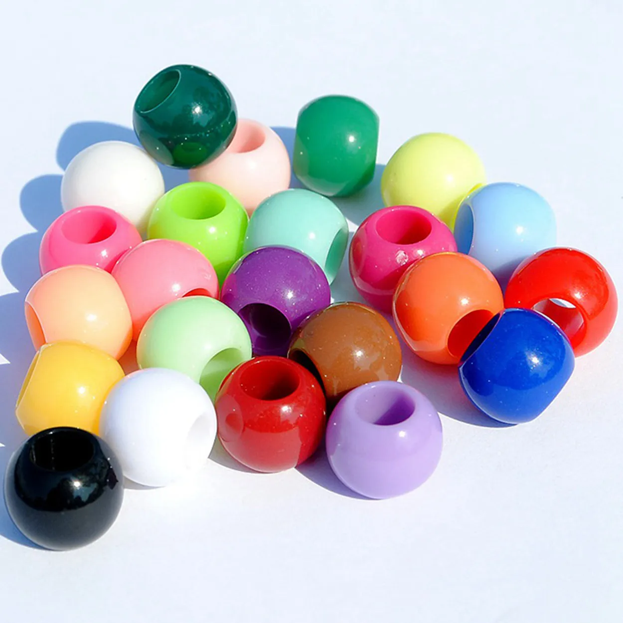 50pcs Round Opaque Acrylic Plastic Loose Big Hole Beads 10mm For Jewelry Making DIY Crafts Findings