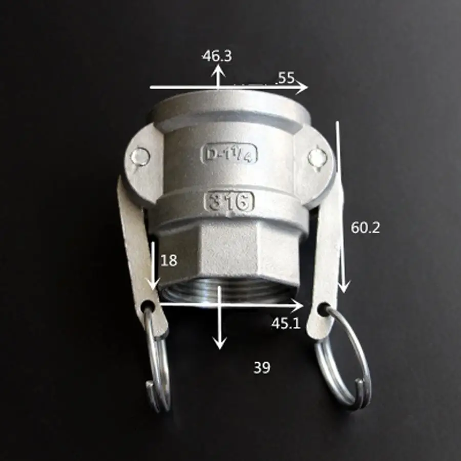 

1-1/4" BSP Female x Socket Type D Camlock Quick Disconnect Coupling 316 Stianless Cam Groove For Hose Pumps Homebrew