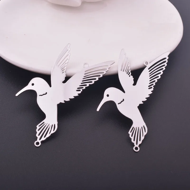 10pcs 40*60mm High Quality Rhodium plated Hummingbird Connectors Bird Charms Jewelry Pendant Hang Suncather Accessories